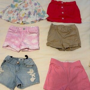 Girls Mixed Shorts & Skirts Bundle - Pink, Red, Tan, Denim, Pastel Floral